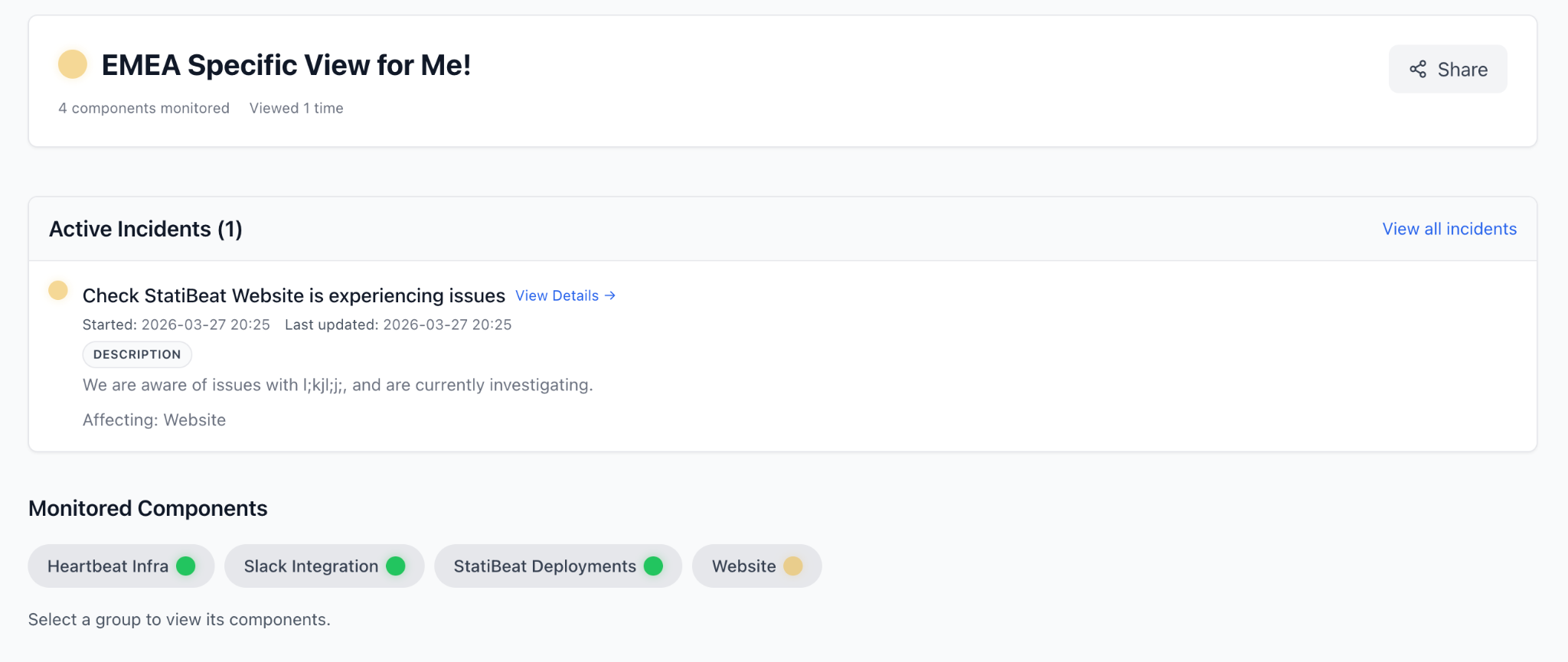 StatiBeat custom views screenshot